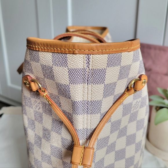 🍁 LOUIS VUITTON Neverfull Mm Damier AZUR Tote Bag - Picture 6 of 16